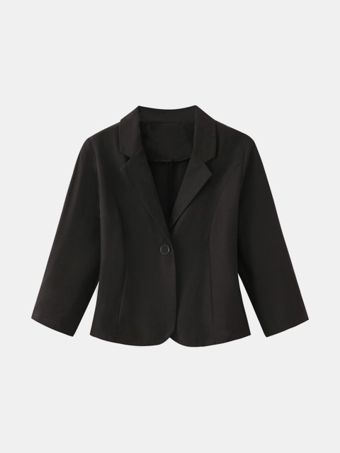 

URBANIC Women Black Solid Single-Breasted Casual Blazer