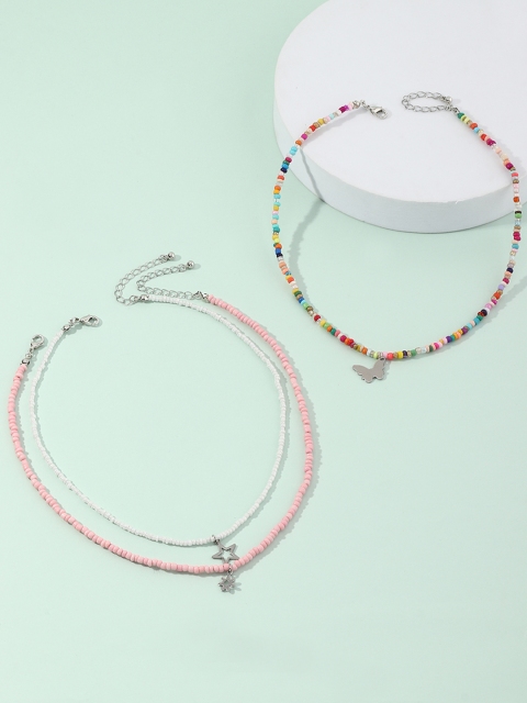 

URBANIC Set of 3 Multicoloured Beaded Charm Detail Necklaces, Multi