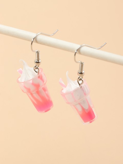 

URBANIC Pink & White Quirky Shaped Drop Earrings