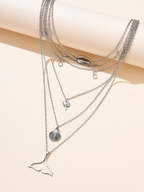 

URBANIC Oxidised Silver-Toned Layered Necklace