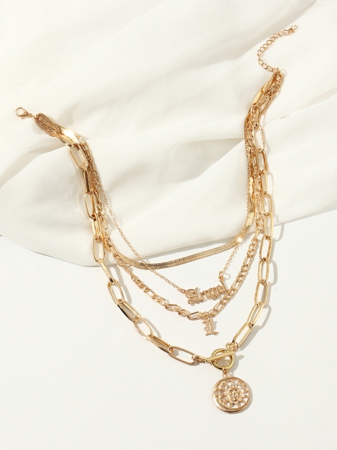

URBANIC Gold-Toned Layered & Tasseled Necklace