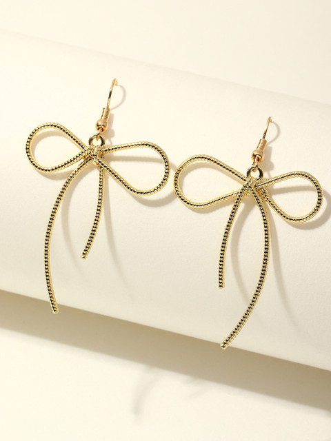 

URBANIC Gold-Toned Bow Shaped Drop Earrings