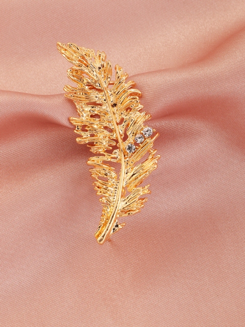 

URBANIC Gold-Toned Stone-Studded Leaf Shaped Ear Cuff