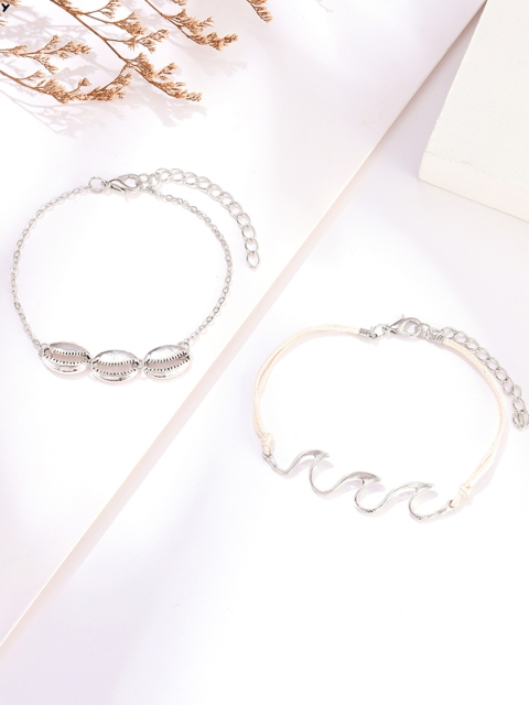 

URBANIC Women Set of 2 Silver-Toned Anklets