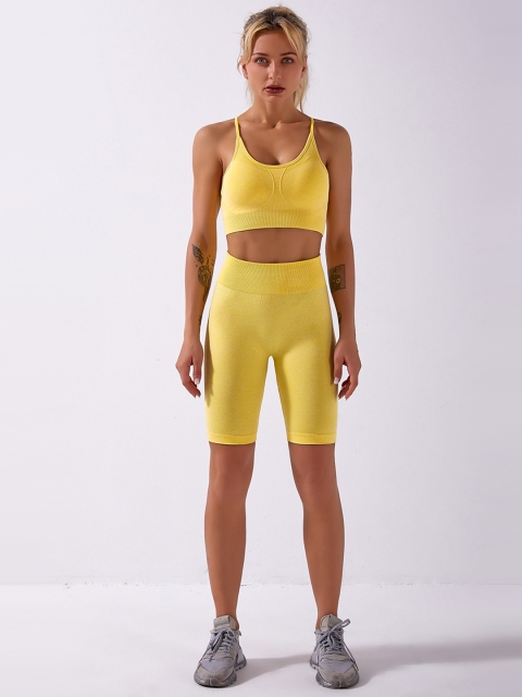 

URBANIC Yellow Solid Padded Workout Bra