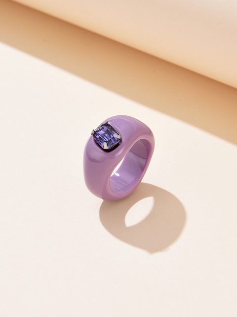 

URBANIC Women Lavender & Blue Stone-Studded Finger Ring