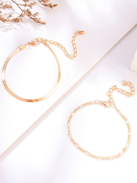 

URBANIC Set of 2 Gold-Toned Chain Anklets