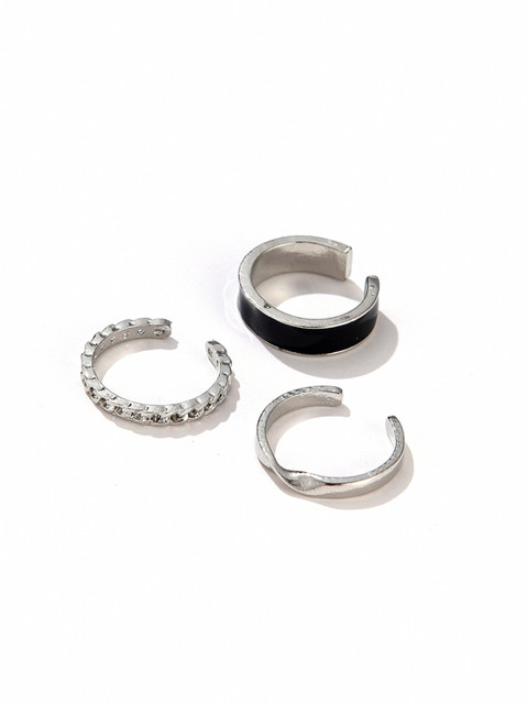 

URBANIC Set of 3 Finger Rings, Silver