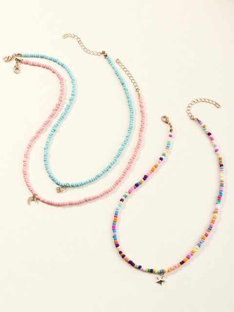 

URBANIC Set of 3 Multicoloured Charm Detail Beaded Necklace, Multi
