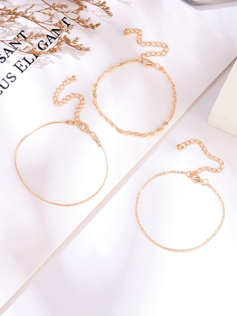 

URBANIC Women Set of 3 Gold-Toned Anklets