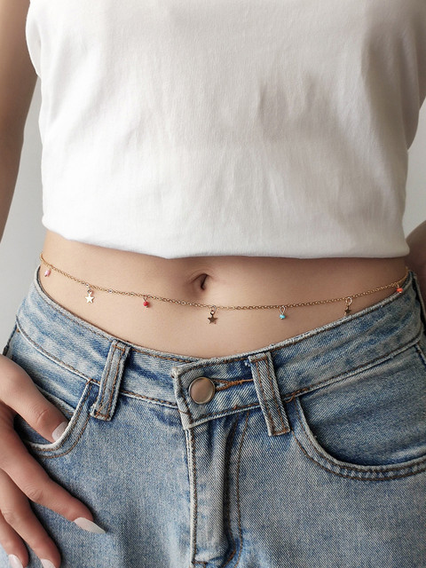 

URBANIC Gold-Toned Beaded Waist Chain with Star Shaped Charm