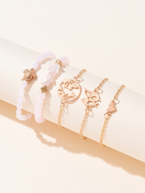 

URBANIC Women Set of 5 Bracelets, Gold