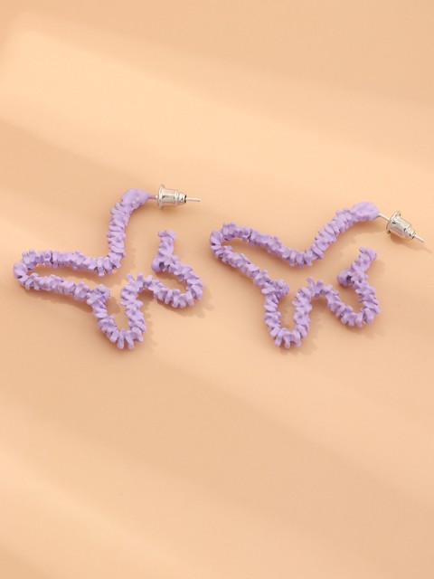 

URBANIC Lavender Butterfly Shaped Textured Drop Earrings