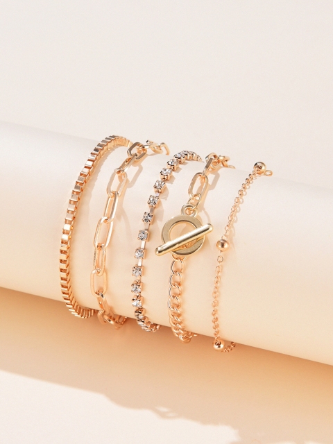 

URBANIC Women Set of 5 Gold-Toned Bracelets
