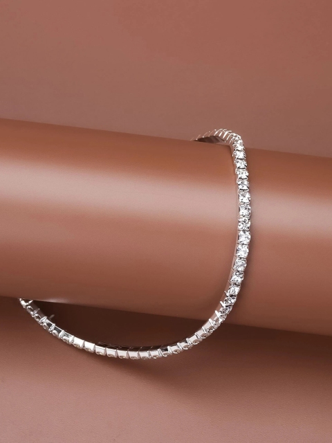 

URBANIC Women Silver-Toned Stone-Studded Elasticated Bracelet