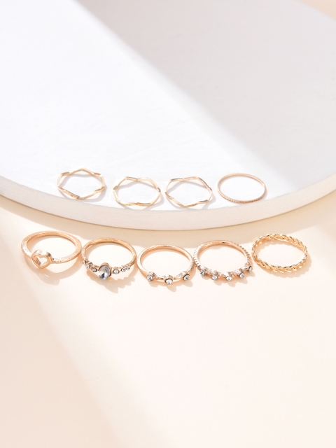 

URBANIC Set of 9 Gold-Toned Finger Rings