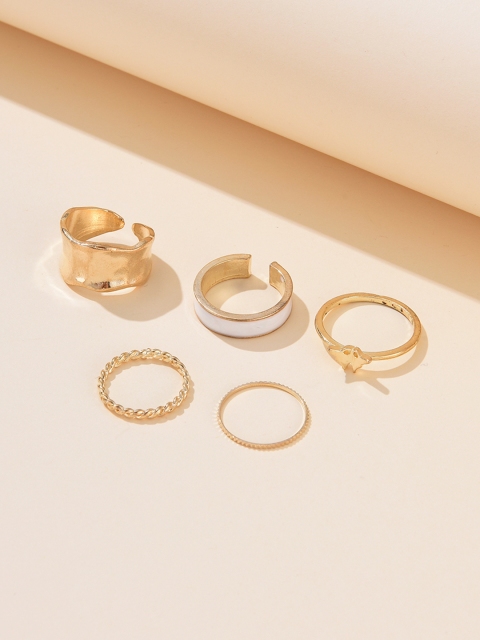 

URBANIC Set of 5 Rings, Gold