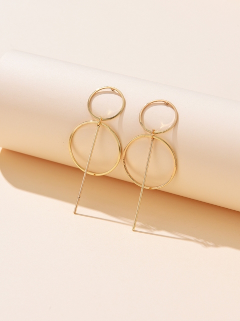 

URBANIC Gold-Toned Circular Drop Earrings