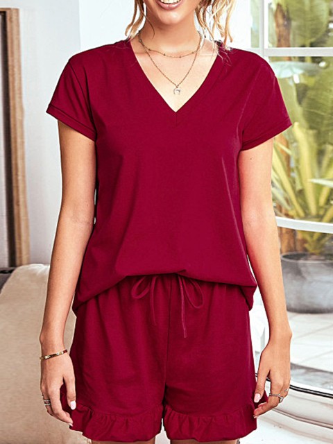 

URBANIC Women Maroon Solid Night suit