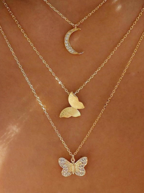 

URBANIC Gold-Toned Stone-Studded Layered Necklace