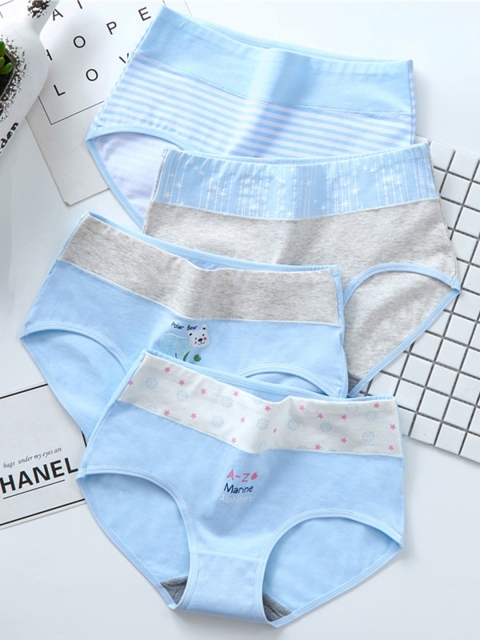 

URBANIC Women Pack of 4 Solid Hipster Briefs 21298, Blue