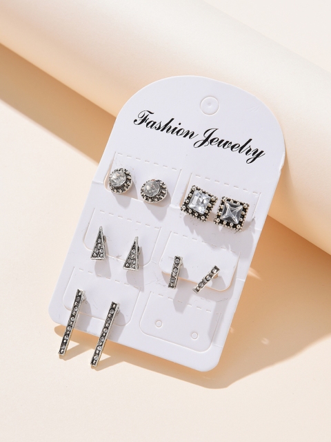 

URBANIC Set of 5 Oxidised Silver-Toned Earrings