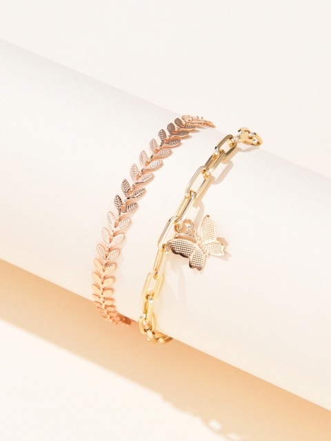 

URBANIC Set of 2 Link Bracelets, Gold