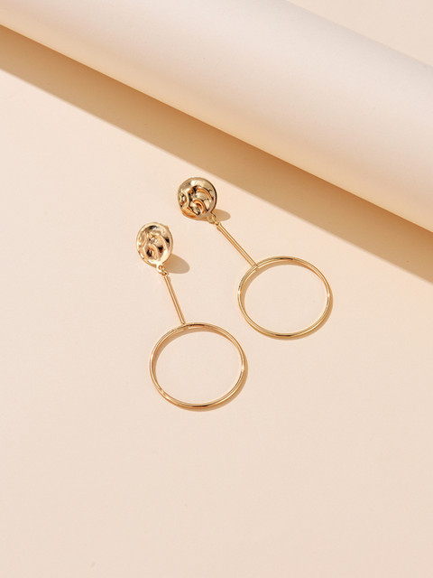 

URBANIC Gold-Toned Circular Drop Earrings