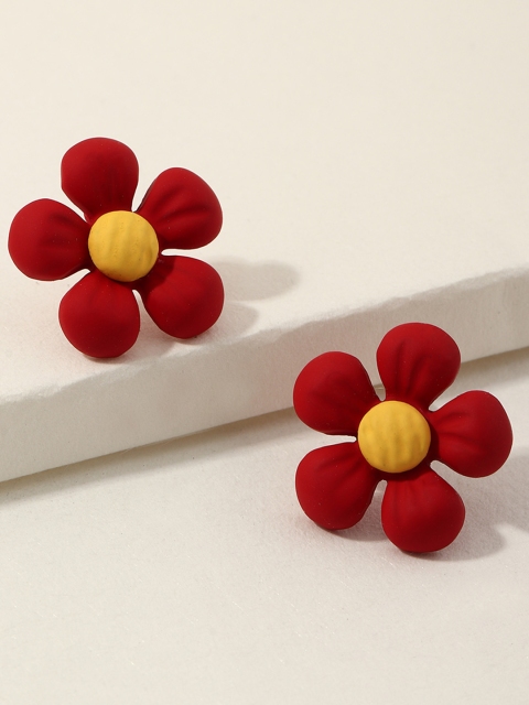 

URBANIC Red & Yellow Floral Drop Earrings