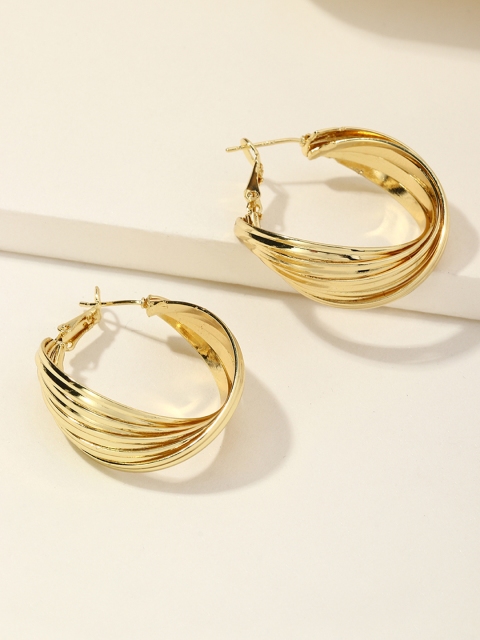

URBANIC Gold-Toned Twist Hoop Earrings