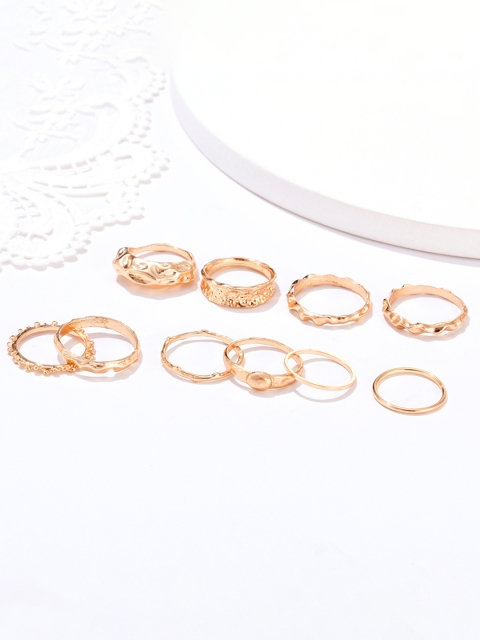 

URBANIC Set of 10 Gold-Toned Finger Rings