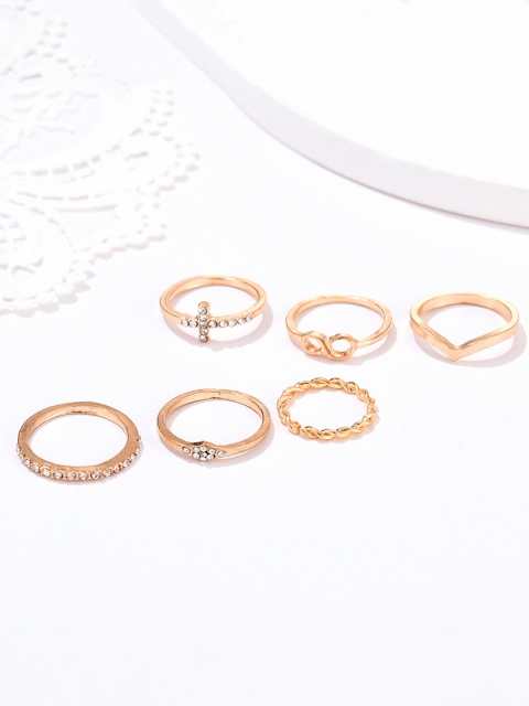 

URBANIC Set of 6 Gold-Toned Finger Rings