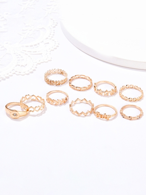 

URBANIC Set of 10 Gold-Toned Finger Rings