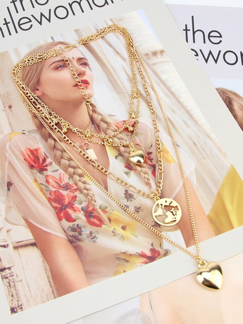 

URBANIC Gold-Toned Layered Necklace with Charms