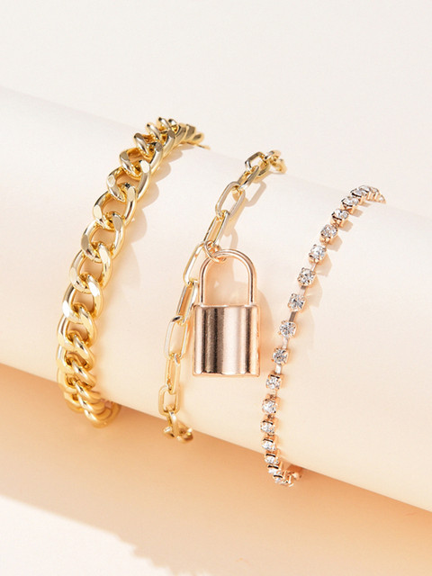 

URBANIC Women Set of 3 Gold-Toned Bracelets
