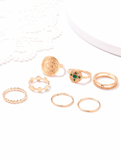 

URBANIC Set of 7 Gold-Toned Finger Rings