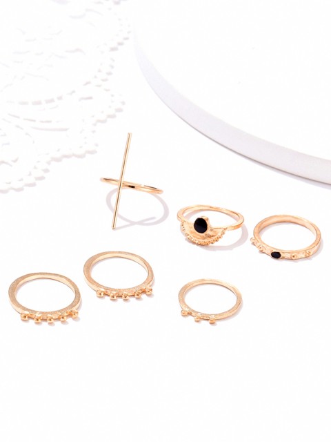 

URBANIC Set of 6 Gold-Toned Finger Rings