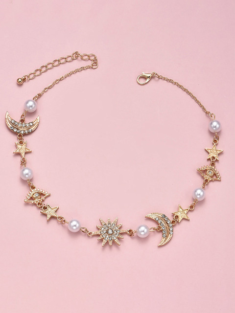 

URBANIC Gold-Toned & Off White Necklace with Charms