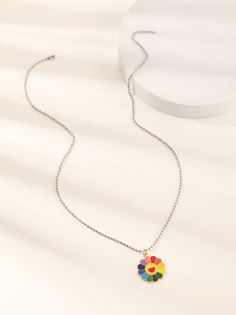 

URBANIC Multicoloured Floral Shaped Enamelled Necklace, Multi