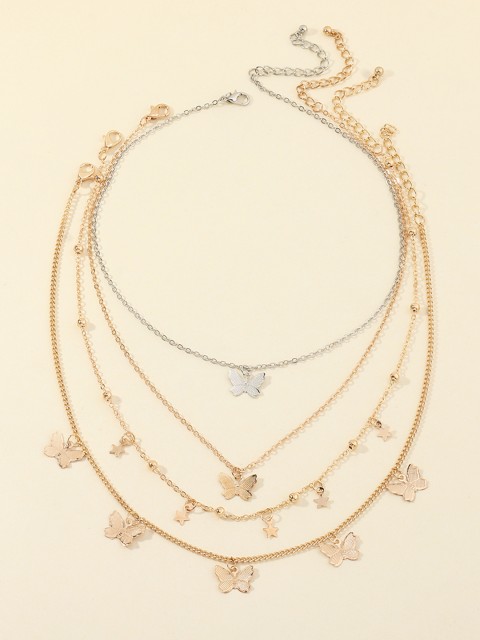 

URBANIC Set of 4 Quirky Charm Necklaces, Gold