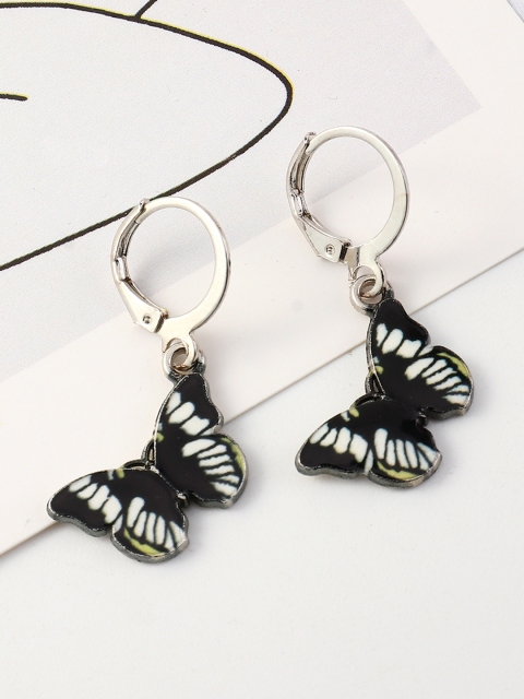 

URBANIC Black & White Butterfly Shaped Drop Earrings