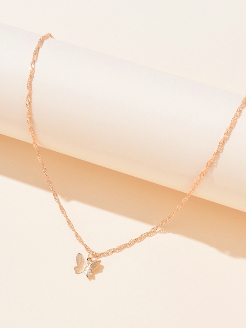 

URBANIC Gold-Toned Necklace with Butterfly Shaped Charm Detail