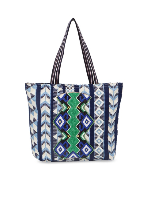 

Diwaah Blue Geometric Oversized Shopper Tote Bag