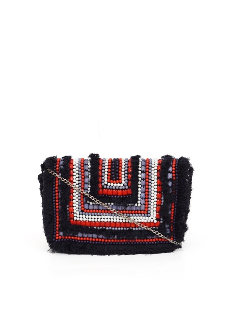

Diwaah Women Black Red & Blue Sling Bag, Navy blue