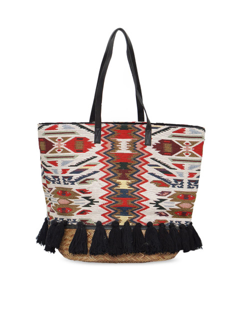

Diwaah Multicoloured Geometric Oversized Shopper Shoulder Bag with Tasselled, Multi