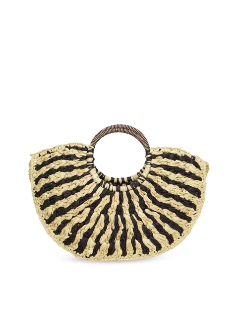 

Diwaah Beige and Black Structured Jute Handheld Bag