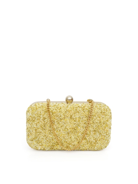 

Diwaah Yellow & Gold-Toned Embellished Box Clutch