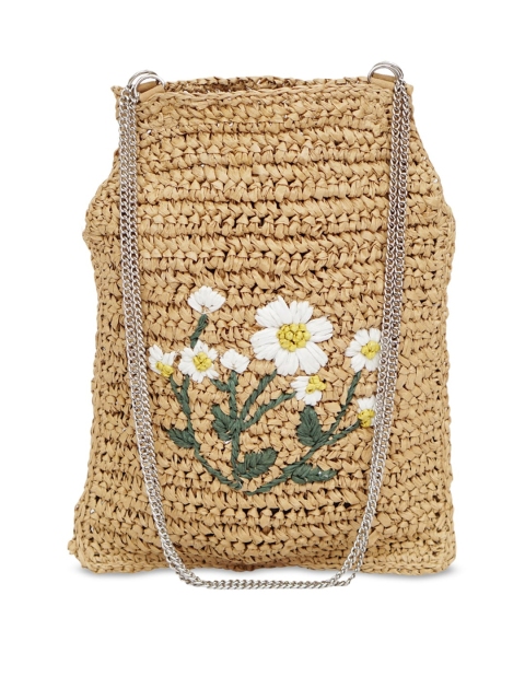 

Diwaah Beige Floral Self Designed Shopper Jute Shoulder Bag