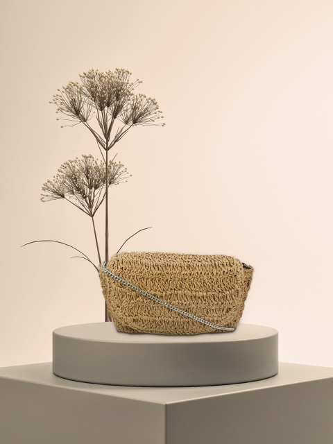

Diwaah Beige Self Designed Jute Structured Sling Bag