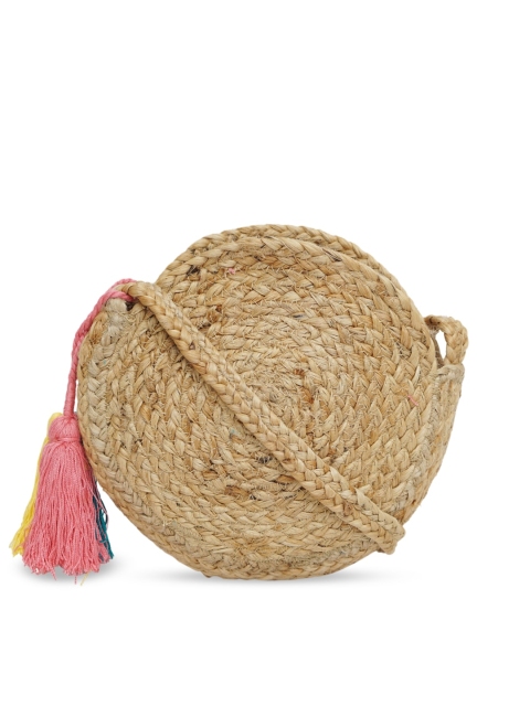 

Diwaah Beige Structured Jute Sling Bag with Tasselled